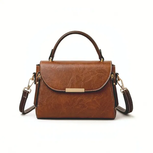 Vintage Textured Leather Crossbody Satchel for Women.