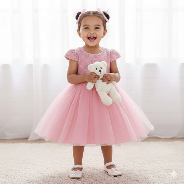 Kids Girls Lace Tulle Elegant Princess Party Dress ( 6 to 24 months)
