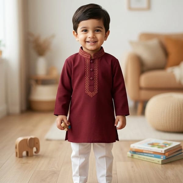 Kids Boy Premium Elegant China Saffron EID Panjabi with Pant (2 to 8 years)