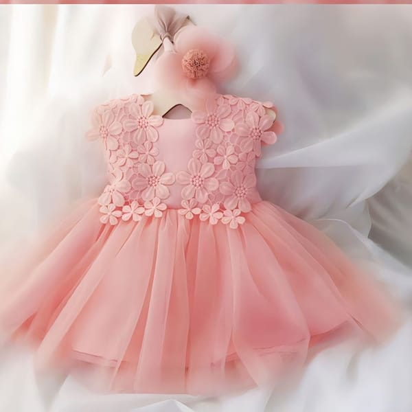 Baby Girls Soft Tulle Princess Floral Party Dress (3 to 36 months)