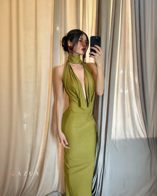 Halter Hollow Out Backles Party Dress