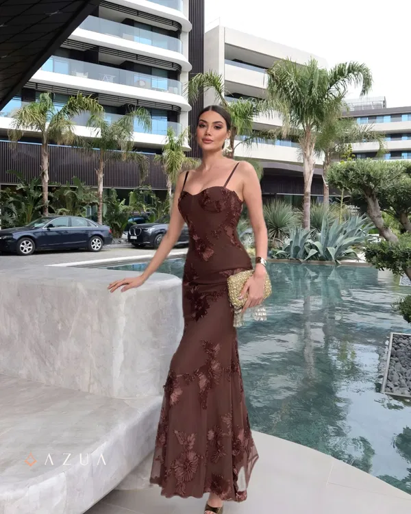 Floral Embroidered Party Gown