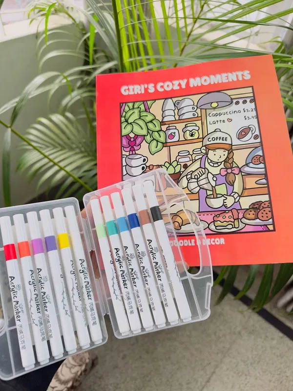 12 Acrylic Brush Pen + One Book Combo