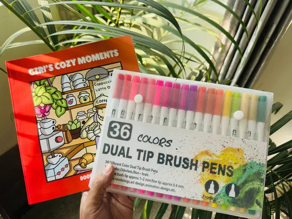 36 Dual Tip Brush Pen + One Book (Combo)