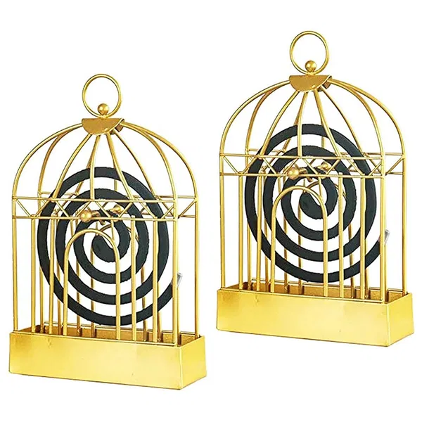 (1 p)Bird Cage Mosquito Coil Holder, Creative Nordic Retro Iron Insect Mosquito Coil Holder, Repellent Rack for Hanging Handle Summer Anti Mosquito Supplies