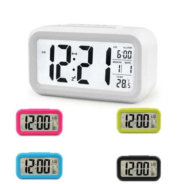 LED Display Time Alarm Clock Night Lights Thermoeter Lamp Snooze Rectangle Function Desk Clocks(Multicolor)