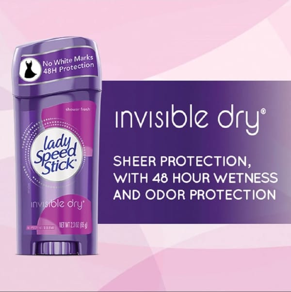 Lady Speed ​​Stick Invisible Dry Shower Fresh Antiperspirant Deodorant 65g
