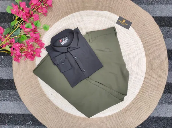 Deep brown shirt with Olive formal pant combo