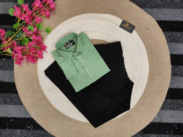Lemon shirt with black formal pant combo