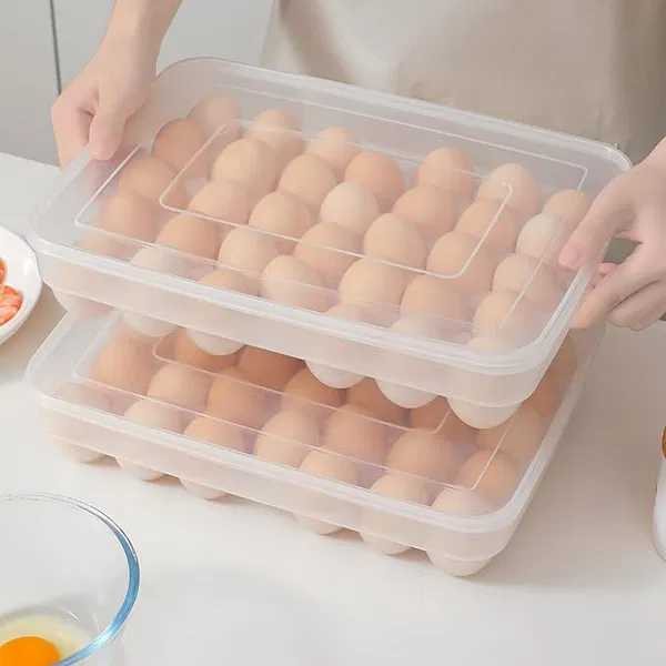 34-Grid Egg Storage Box – Large Capacity BPA-Free Egg Organizer for Refrigerator