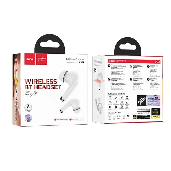 HOCO EQ2 True Wireless in Ear Earbuds – White