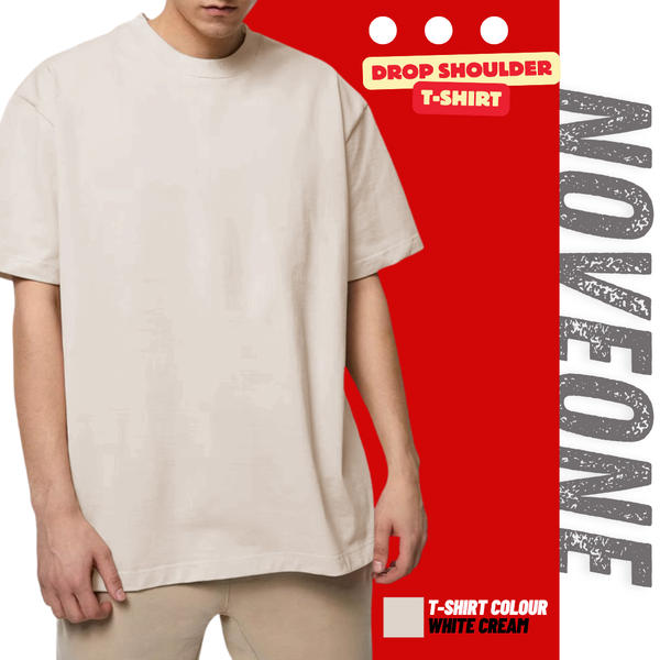 White Cream - Drop Shoulder T-shirt for Men