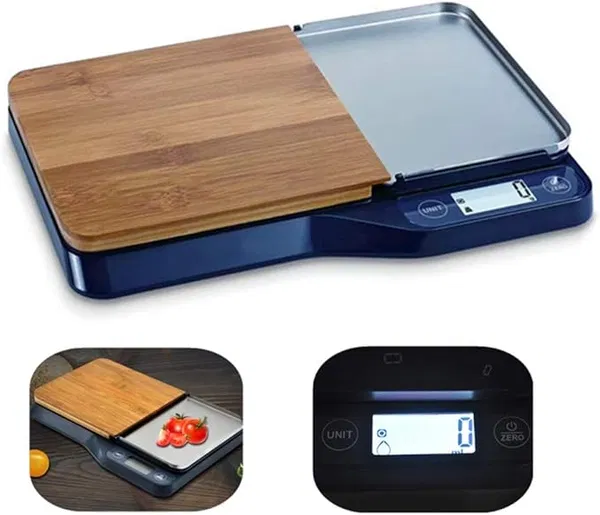 Camry Digital Kitchen Scale with Bamboo Cutting Board