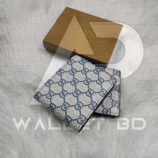 White Blue Gucci Short Wallet