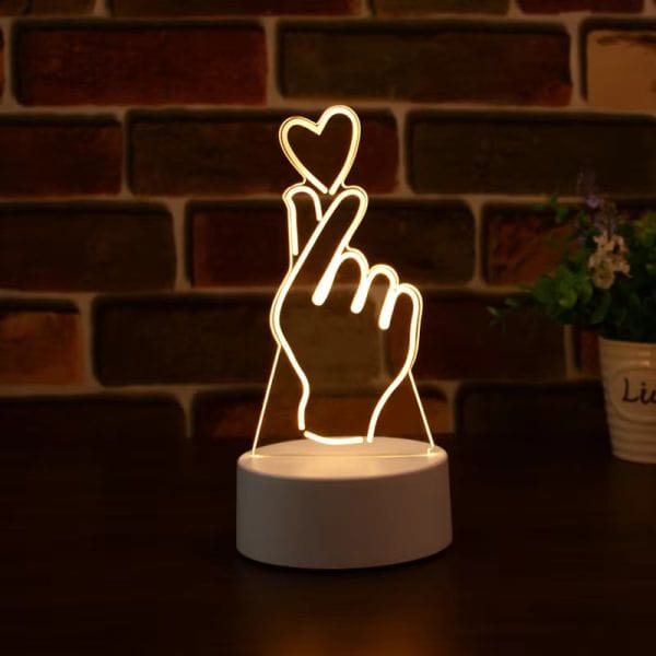 Acrylic Multicolor Night Lamp (Finger Heart)