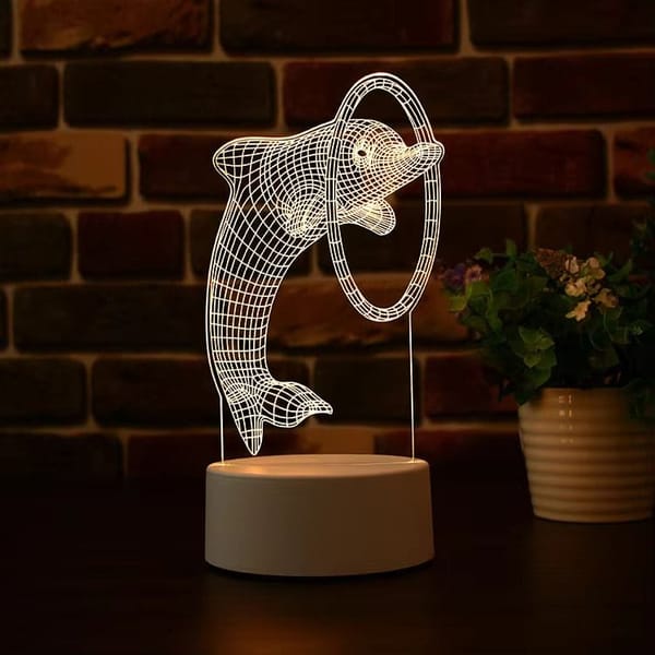Acrylic Multicolor Night Lamp White (Dolphin)