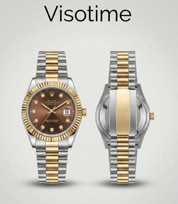 Two-Tone Oyster Perpetual Datejust Watch – Brown Dial with Diamond Hour Markers