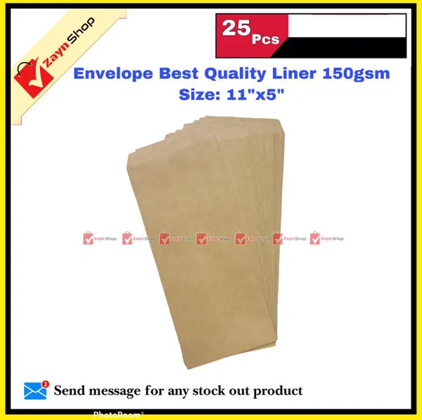 Envelope Best Quality  Liner 150gsm Size 11"x5" (25 or 50 pcs Bundle)