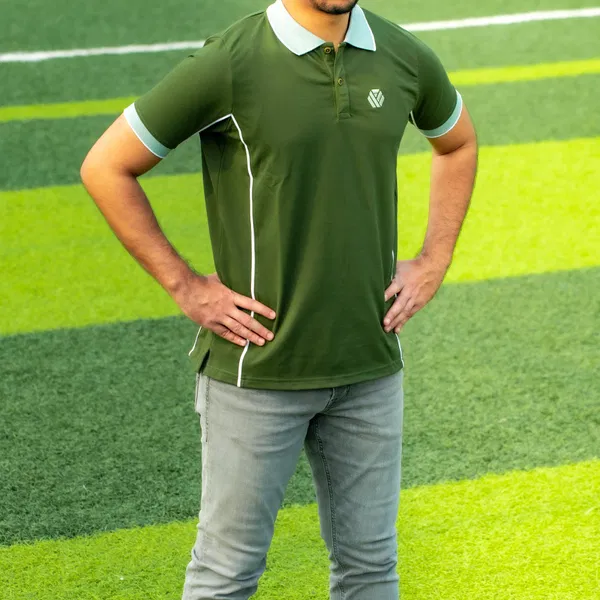 Premium Quality Piping Cut & Sew Design Pique Polo - Forest grn