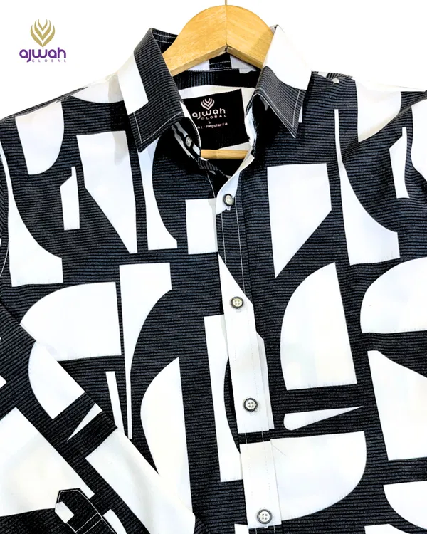 Black & White Modern Print Shirt for Men