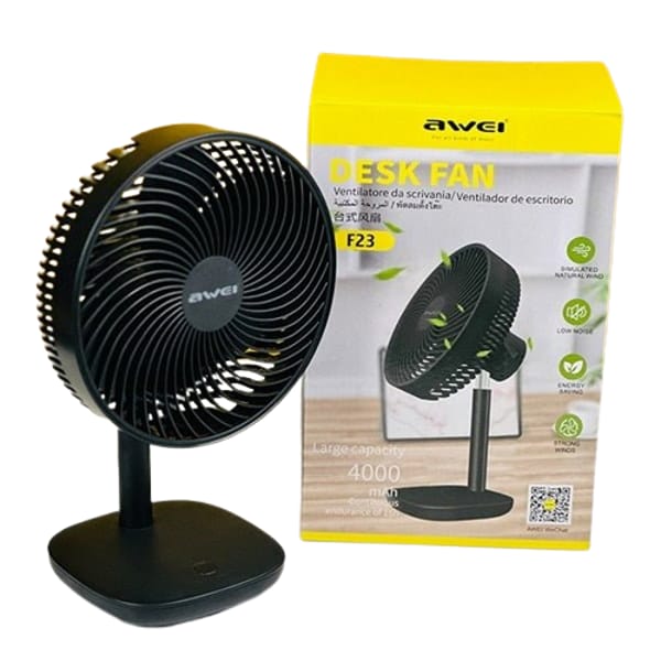 Awei F23 Portable USB Rechargeable Desk Fan (4000mAh)