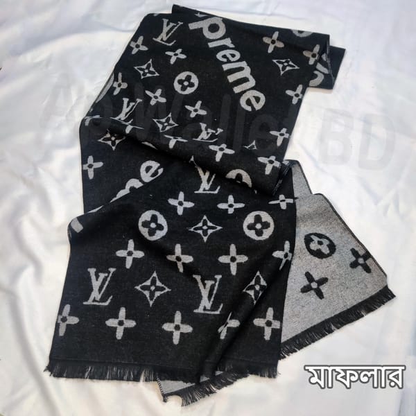 Louis Vuitton Wool Blend Fabrics Muffler Black & White