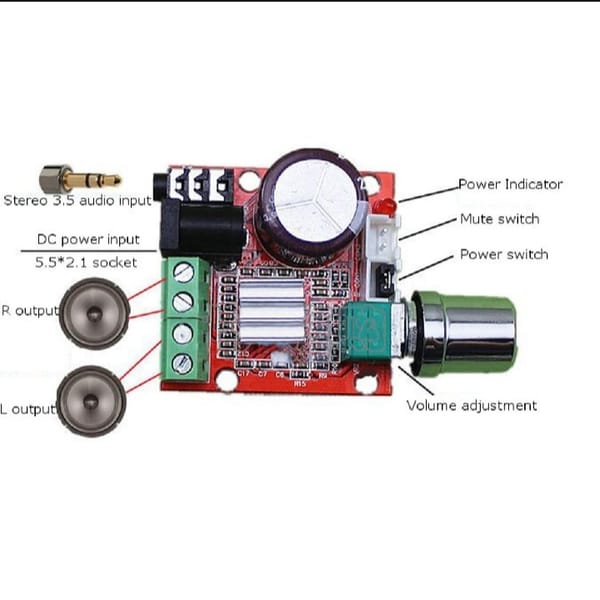 12V Mini Hi-Fi PAM8610 Audio Stereo Amplifier Board 2X10W Dual Channel D Class Lowest