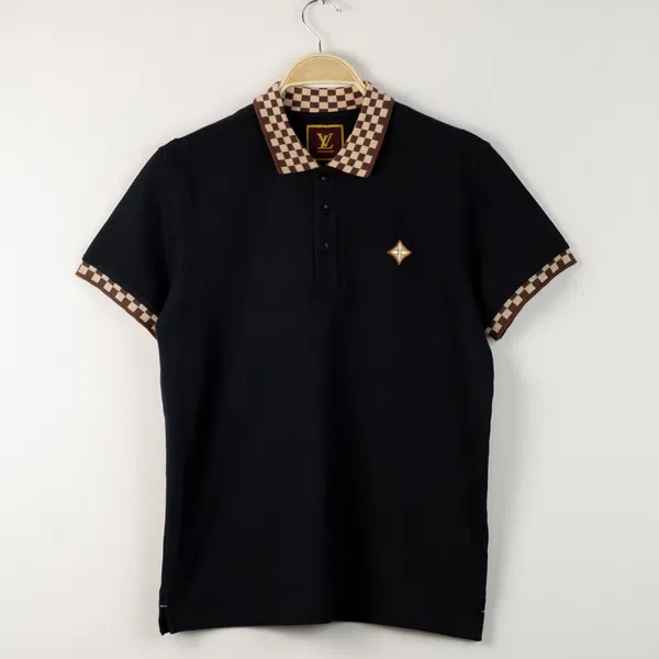 Exclusive Collection LV Cotton Spandex Polo Black