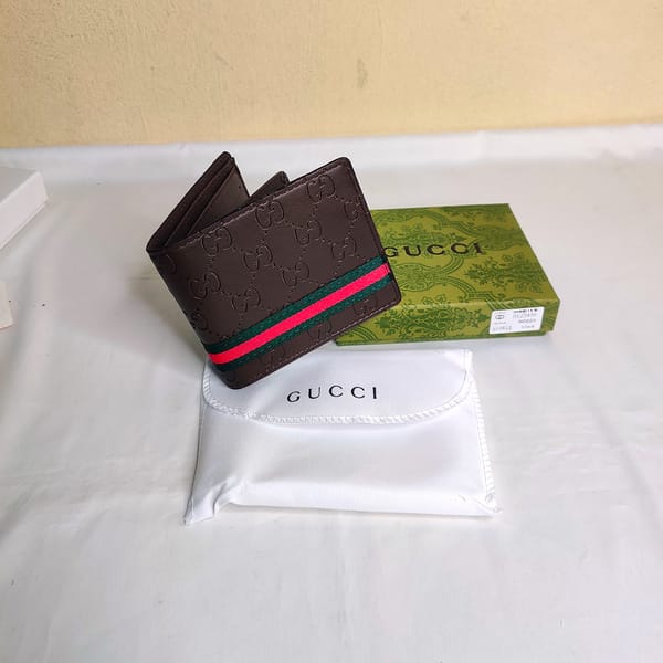 Chocolate Color Gucci Short Embossed Soft Wallet
