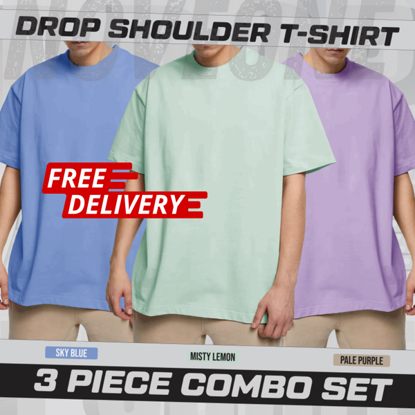 3 Pieces Combo - Drop Shoulder T-shirt for Men