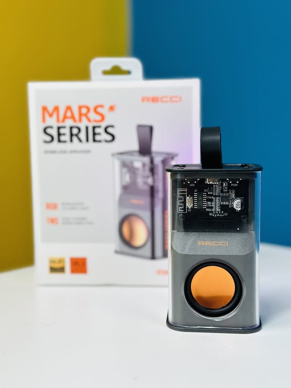 RECCI RSK-W30 Transparent Wireless Speaker with RGB Light- Black Color