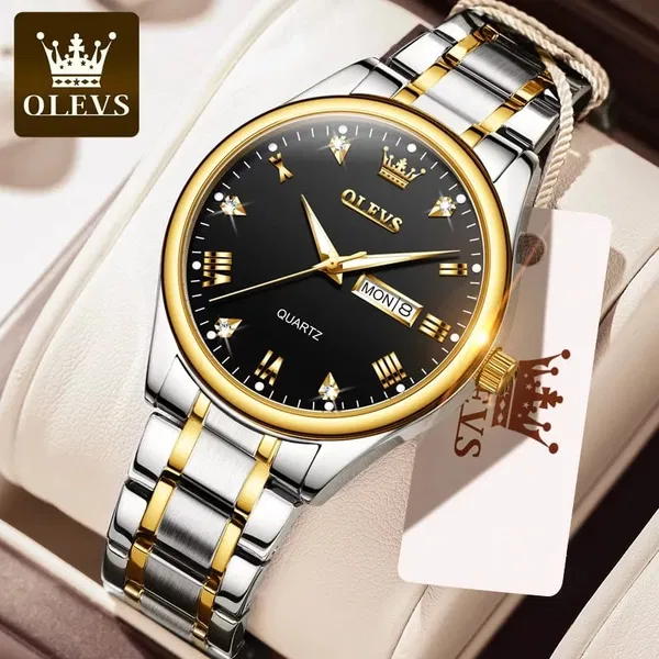 Olevs Luxury Men’s Quartz Watch(White,Black-White, Gold, Black-Gold)