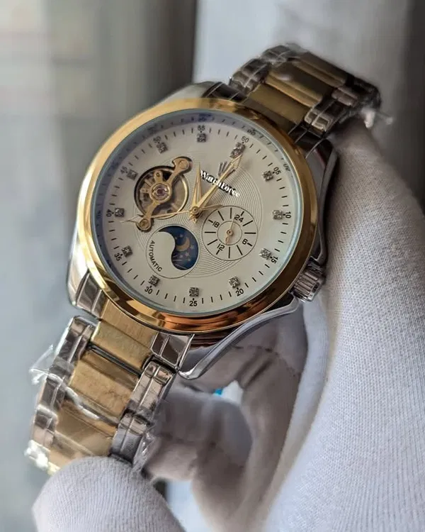 Rolex White Face Mechanical Watch