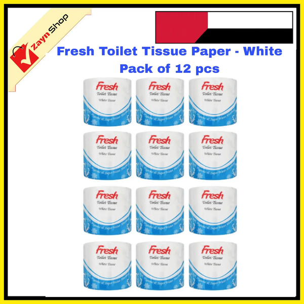 Fresh Toilet Tissue Paper - White -12 Pack