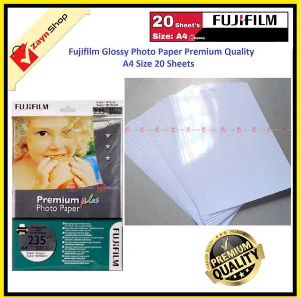 Fujifilm Glossy Premium Quality Photo Paper A4 Size 20 Sheets