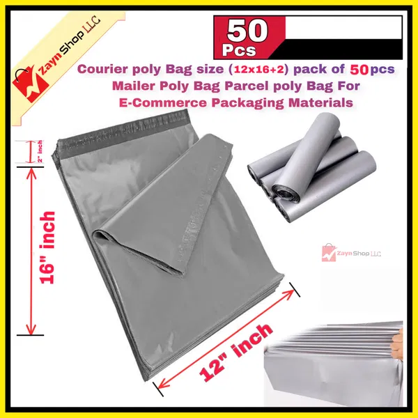 Courier poly Bag size (12x16+2) pack of 50 pcs Mailer Poly Bag Parcel poly Bag For E-Commerce Packaging Materials