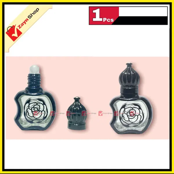 Empty Roll on attar Bottle Glass apple shape 10ml Refillable  Black Color 1pcs