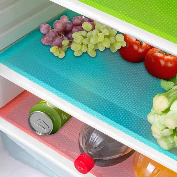 Non-Slip Waterproof Fridge Liners – BPA-Free Refrigerator Shelf Mats (4-Pack)