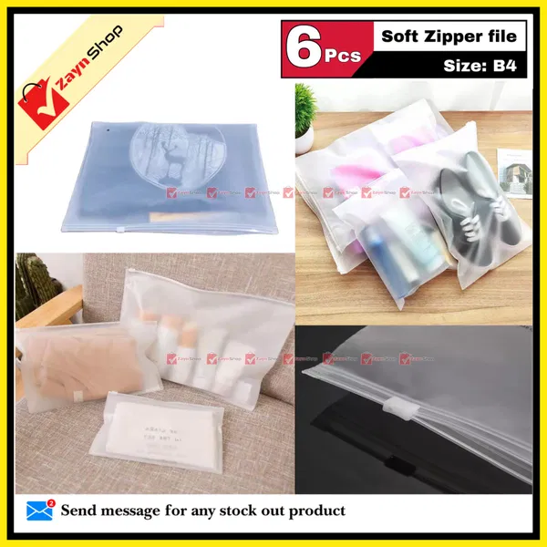 Zipper file Soft Legal size 10x14 inch pack of 6 pcs Use for Documents and multipurpose