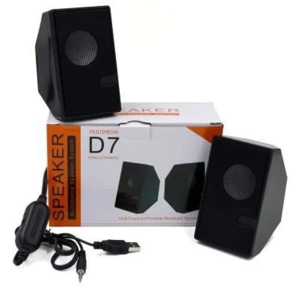 D7 Multimedia Mini USB Speaker for Computer, Laptop, Mobile & TV | Compact Portable 2.0 Channel Audio | Price in BD