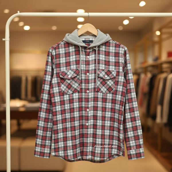 Premium Check Hooded Shirt 010
