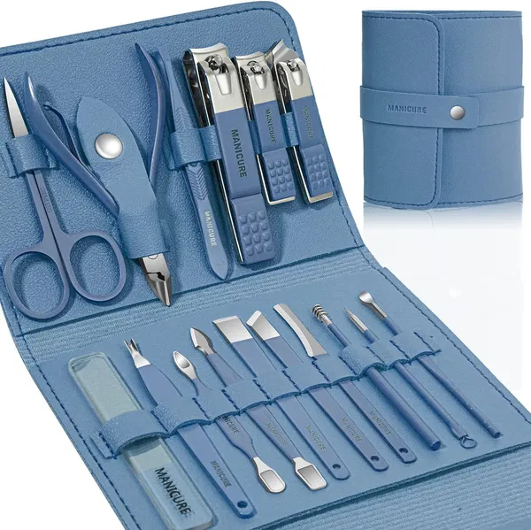 Premium 16PCS Stainless Steel Manicure & Pedicure Grooming Set