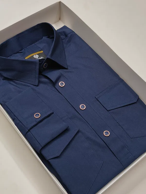 Ajwah Premium Kabli Panjabi – Navy Blue Edition