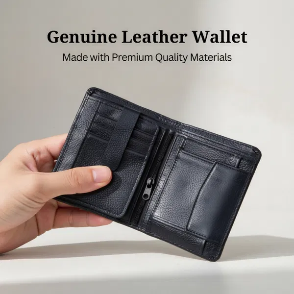 Black Premium 100% Genuine Cow Leather Wallet