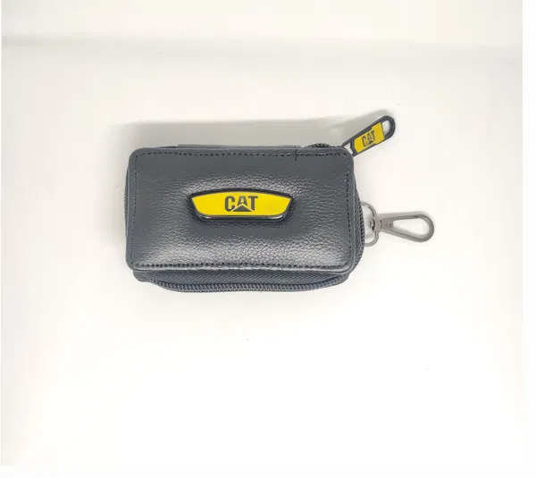 KroyShala 100% Leather Key Ring Wallet for Men – Zipper Keychain Pouch for Bikers, Car, Bike, Home, Office – Cat Style Design