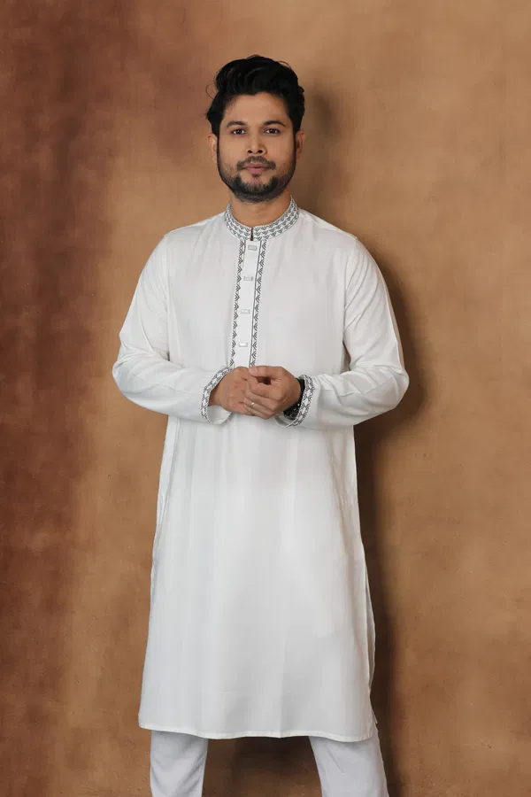 White Elegance Embroidered panjabi