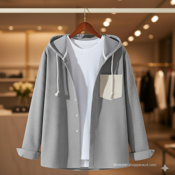 Corduroy Hooded shirt for winter (lite ash)