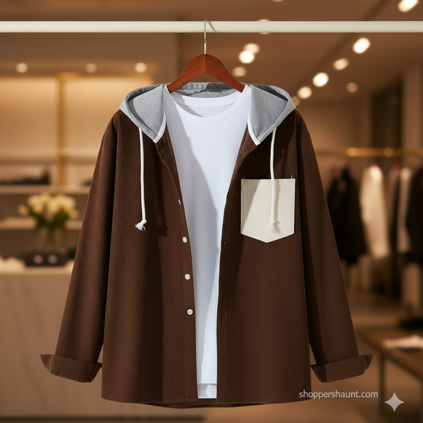 Export corduroy Hooded shirt 017