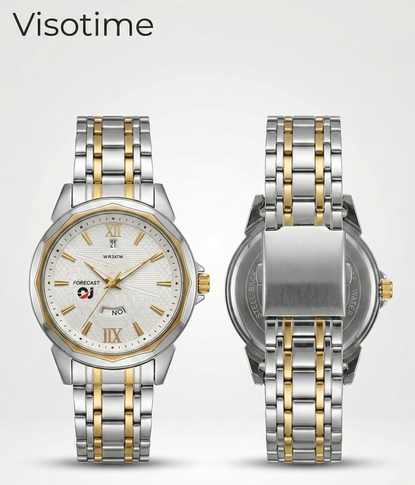 Forecast Classic Two-Tone Stainless Steel Dress Watch with Date Display