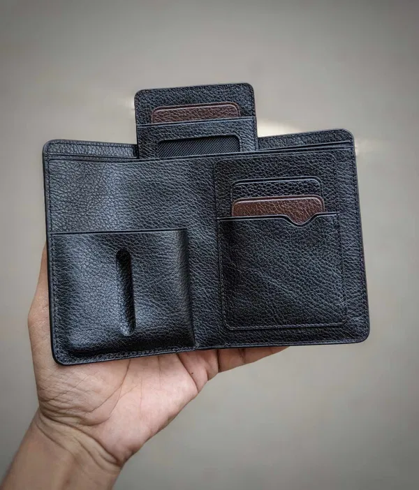 KROYSHALA Men's Leather Wallet - Black | Slim & Stylish Bifold